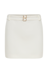 Letitia Suiting Mini Skirt With Buckle - Ivory